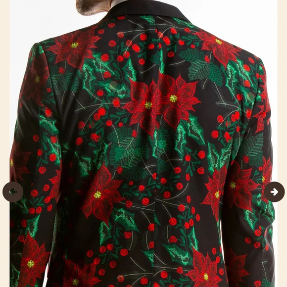 Men’s Shinesty Poinsettia Ugly Christmas Suit Jacket Size 36 - Picture 6 of 14